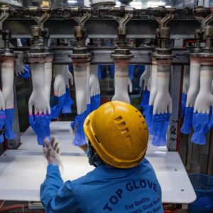 gloves worker in the factory