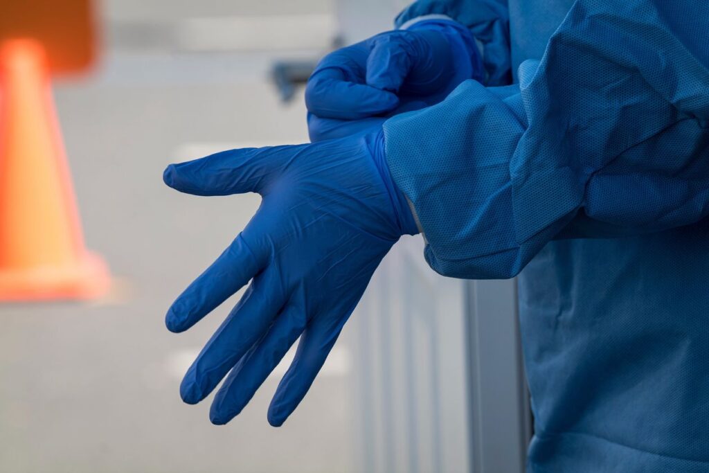blue nitrile gloves